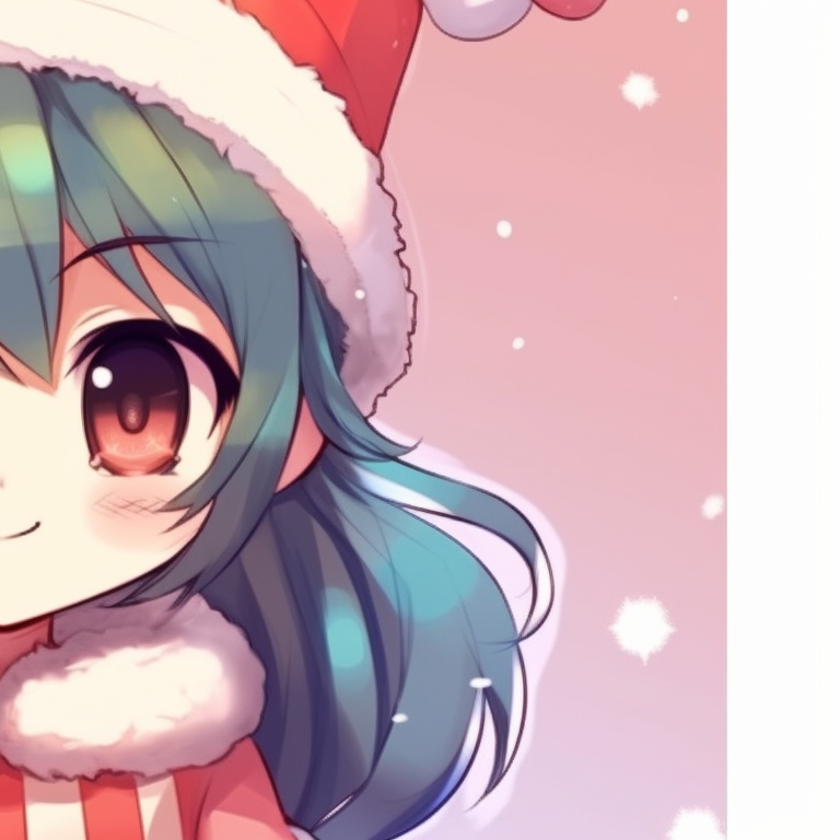 Two characters exchanging presents, warm colors with highly detailed decorations. matching cute christmas pfp for girls pfp for discord.