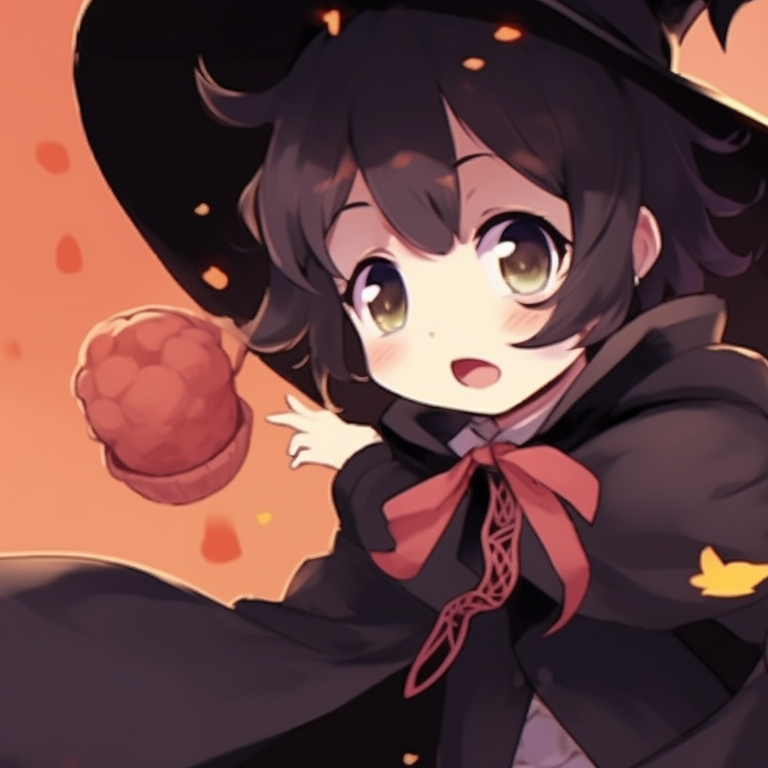 Two characters in striking wizard outfits, bold lines and vivid colors depicting magical accessories. cute halloween matching pfp for lovers pfp for discord.