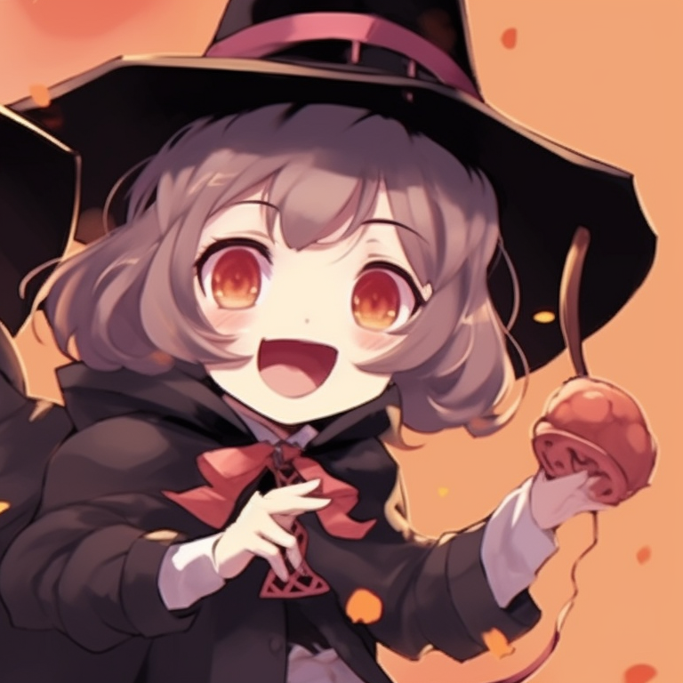 Two characters in striking wizard outfits, bold lines and vivid colors depicting magical accessories. cute halloween matching pfp for lovers pfp for discord.