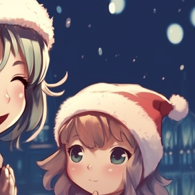 Two characters posing with candy canes, vivid red and white color scheme, soft expressions. stunning matching christmas cartoon pfp collections pfp for discord.