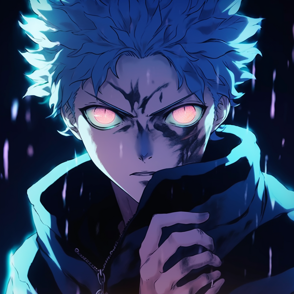 Detailed close-up of Tanjiro using Water Breathing with intricate line work. top high quality anime pfp selections