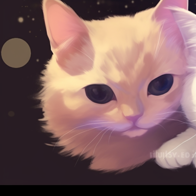 Two cats mirroring each other's expressions, detailed eyes expressing sadness, in classic anime-style drawing. matching pfp cat images pfp for discord.