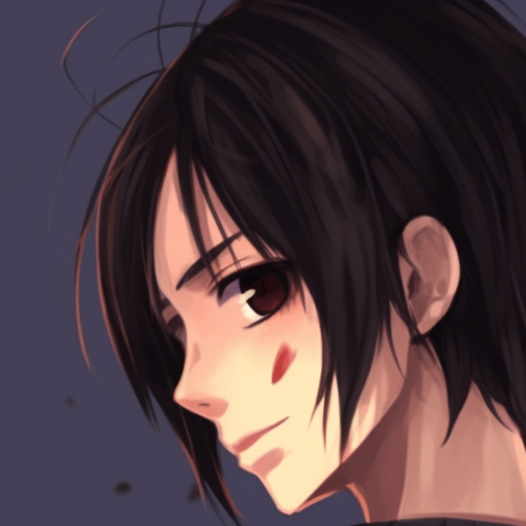 Silhouettes of Eren and Mikasa set against a spooky sunset, Halloween decorations in the background, soft blending of colors. halloween themed eren and mikasa matching pfp pfp for discord.