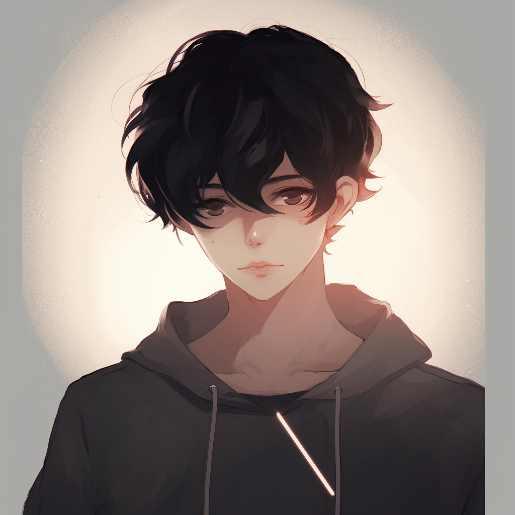 An anime boy with an organic themed background, earth tones and a peaceful expression. anime aesthetic pfp for boys