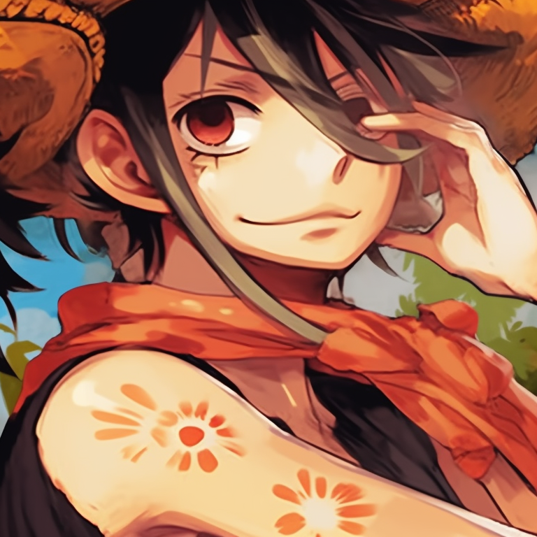 Two characters in intense battle scenes, fine detailing on costumes and weapons. one piece matching pfp inspiration pfp for discord.