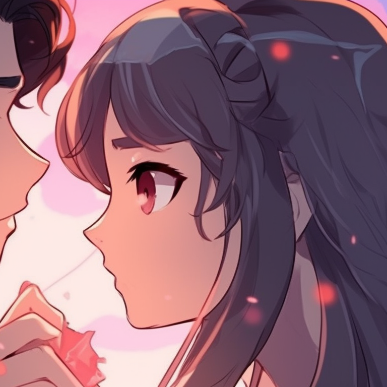 Two characters, harmonious color scheme, flowing lines and signs of a deep bond. aesthetic inspired matching pfp pfp for discord.