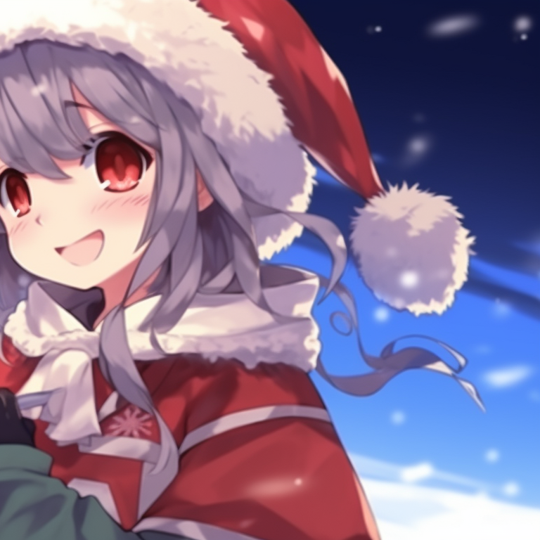 Two characters in winter outfits, snowy atmosphere, playing in the snow. christmas themed matching discord pfp pfp for discord.