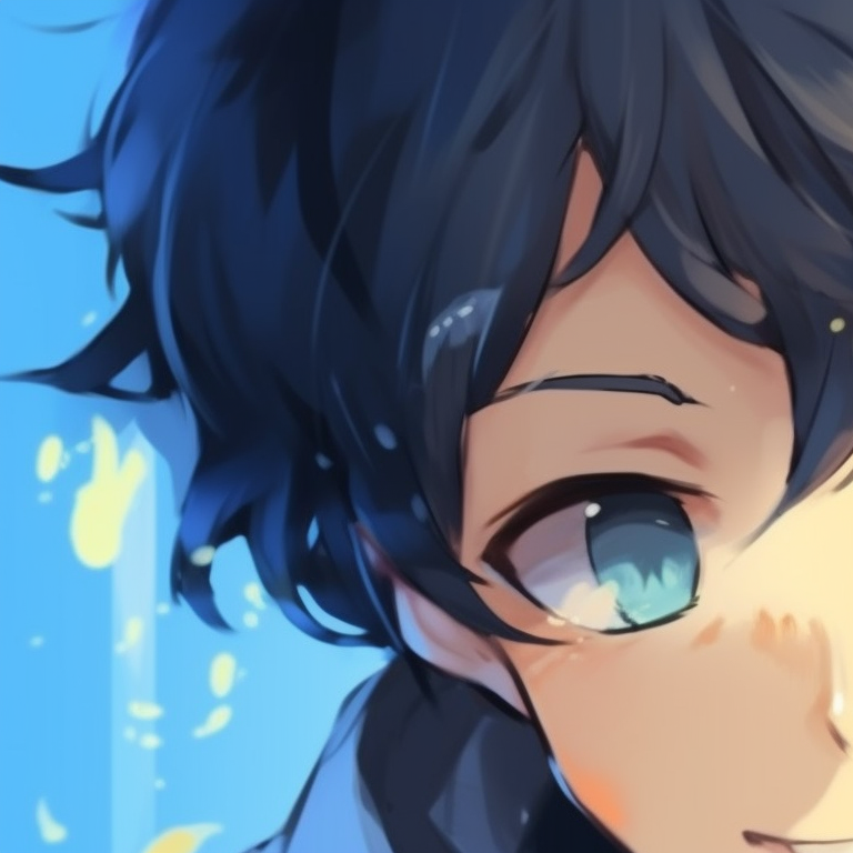 Two characters celebrating, a trophy in the middle, bold outlines and bright colors. blue lock matching pfp - animated series pfp for discord.