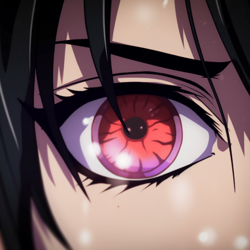 Kaguya from Naruto Shippuden, her eyes glowing with immense power. intriguing styles of pfp anime eyes