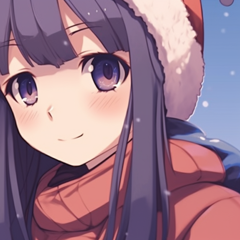 Two characters in Santa outfits, bold shades of red and green, with an action of handing over a gift. top-rated matching christmas anime girl pfp pfp for discord.