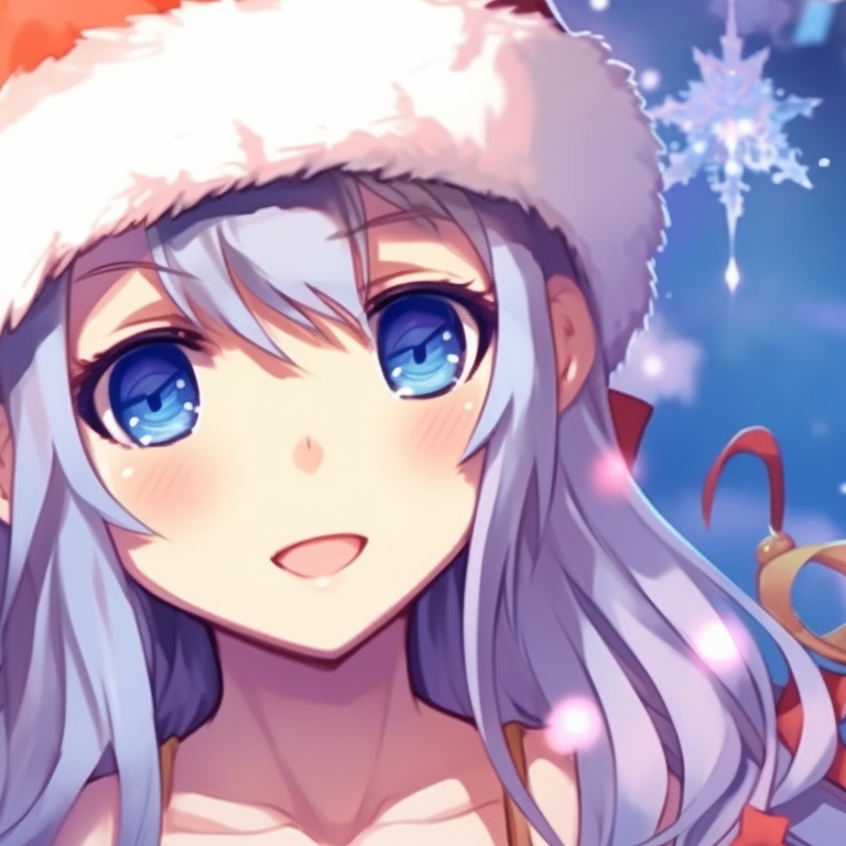 Two anime characters dressed in Christmas attire, radiant colors and playful expressions. gorgeous matching christmas pfp anime pfp for discord.
