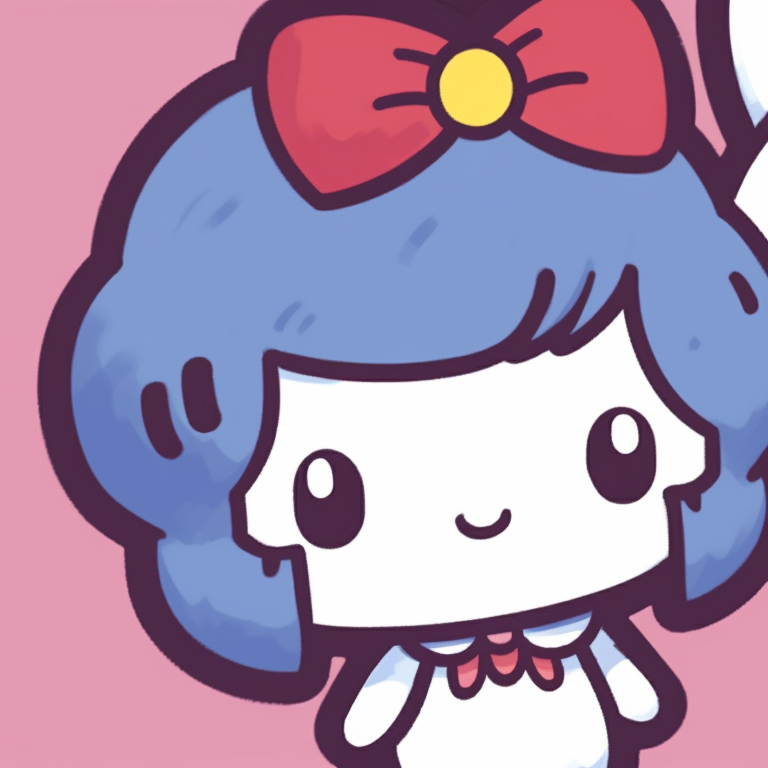 Sanrio duo in matching outfits, detailed accessories and pastel tones, laughing together. vintage matching sanrio pfp pfp for discord.