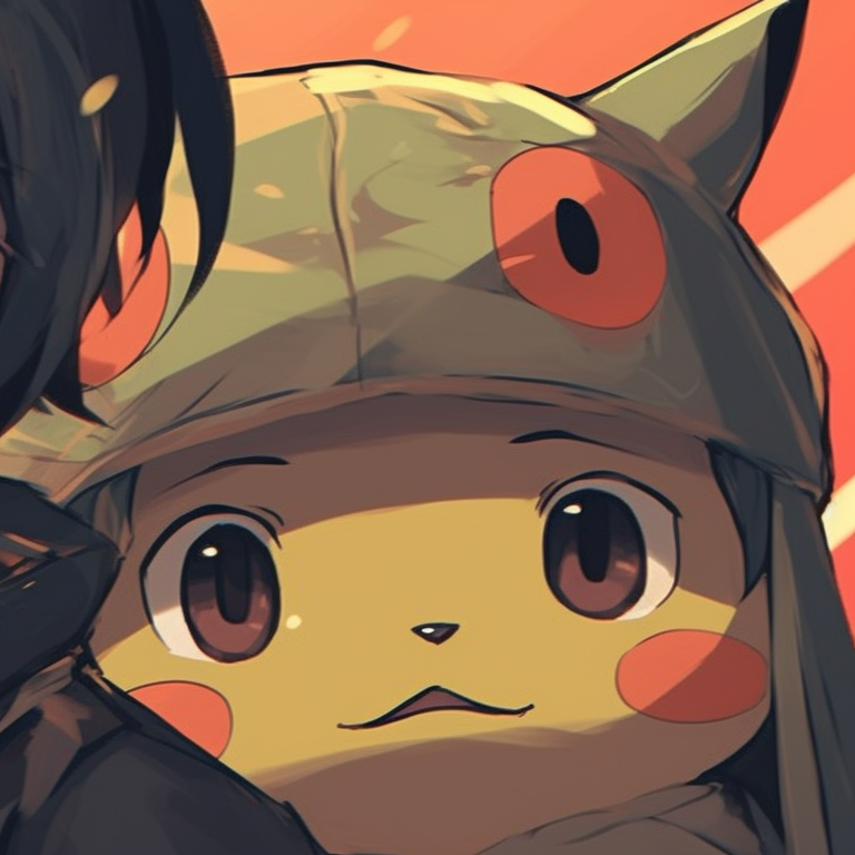 Ash and Pikachu setting off on a journey, dynamic lines and vibrant background. matching pfp concepts pfp for discord.