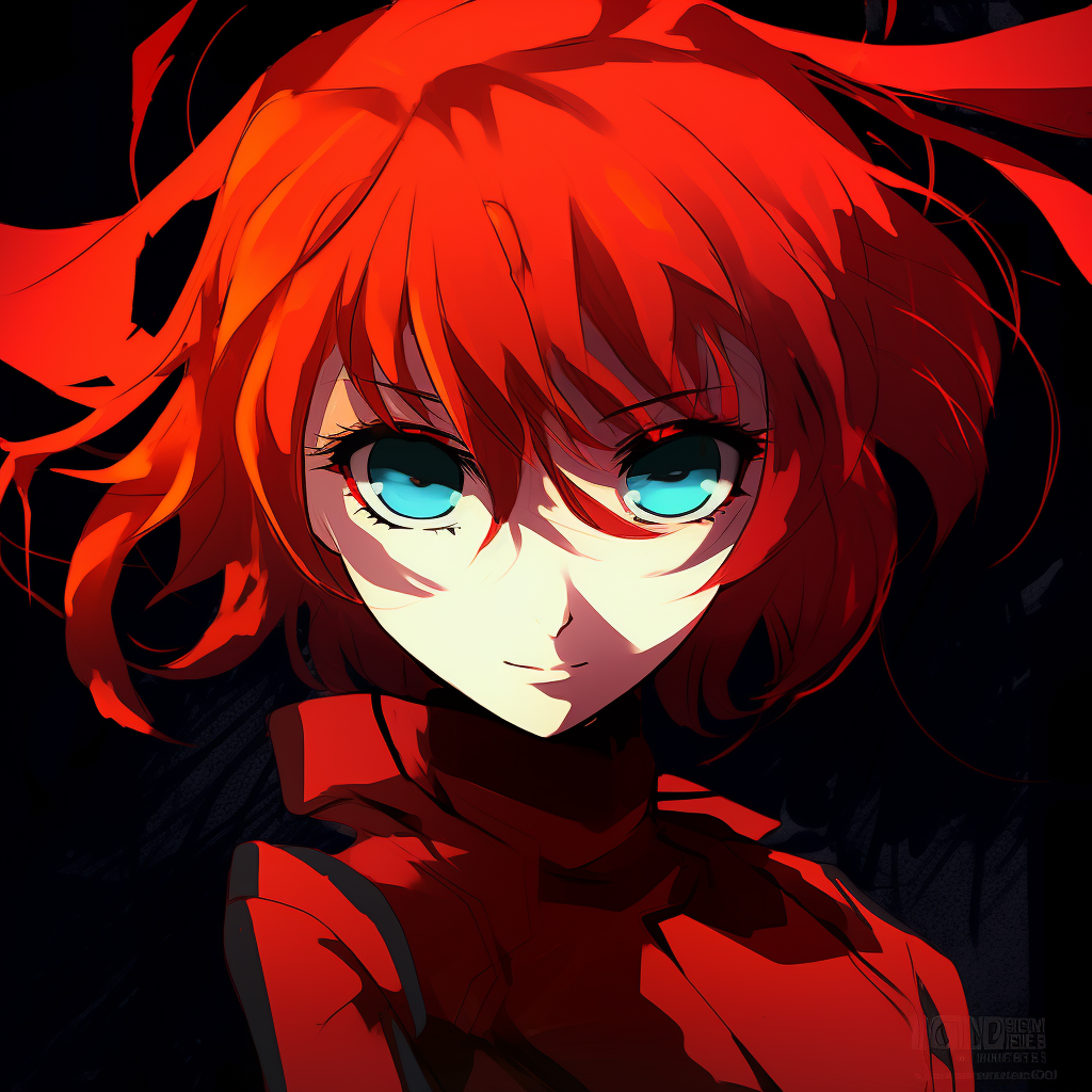 Close-up of Asuka, detailed facial features and vivid colors. character insights for crazy anime pfp pfp for discord.