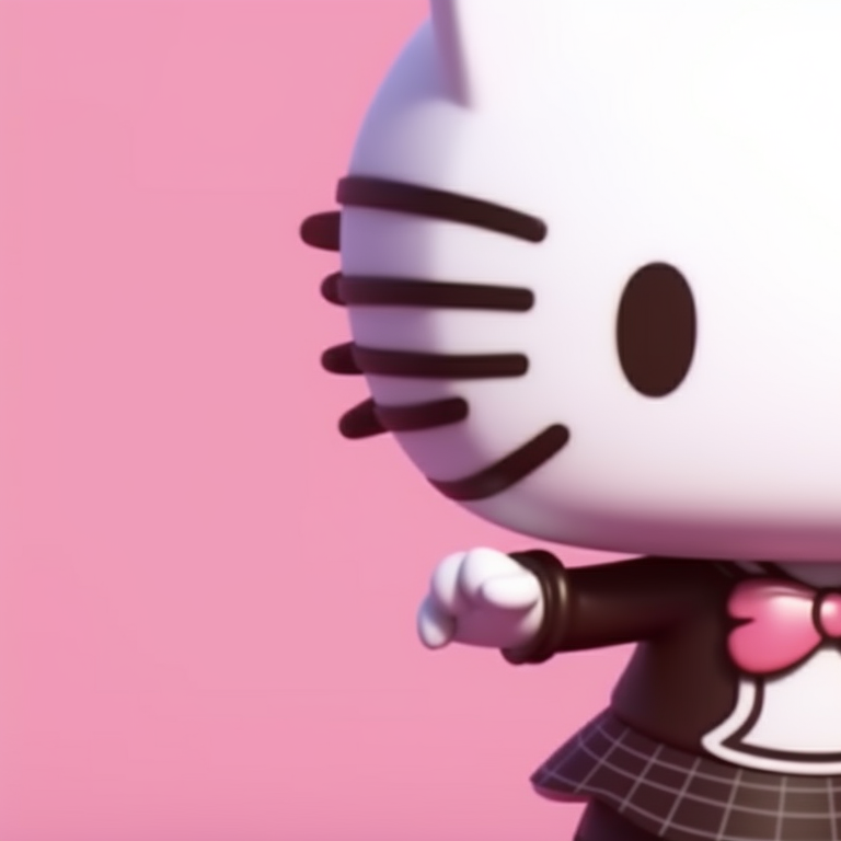 Two characters, intense gaze under starry night, contrasting colors. matching hello kitty pfp for partners pfp for discord.