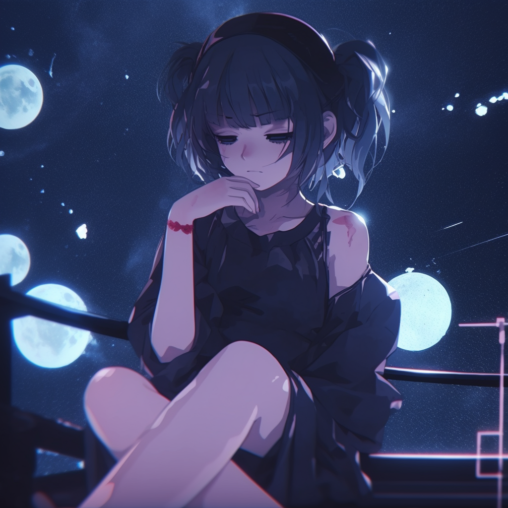 Anime girl under a sakura tree, pink petal details and sorrowful expression. anime girl aesthetics: sad pfp