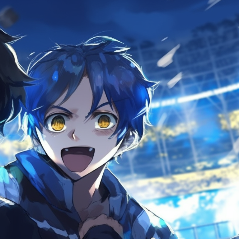 Dynamic image of Nagi Seishiro, depicting emotion and passion, thick lines and cool color tones. blue lock matching pfp - nagi seishiro pfp for discord.
