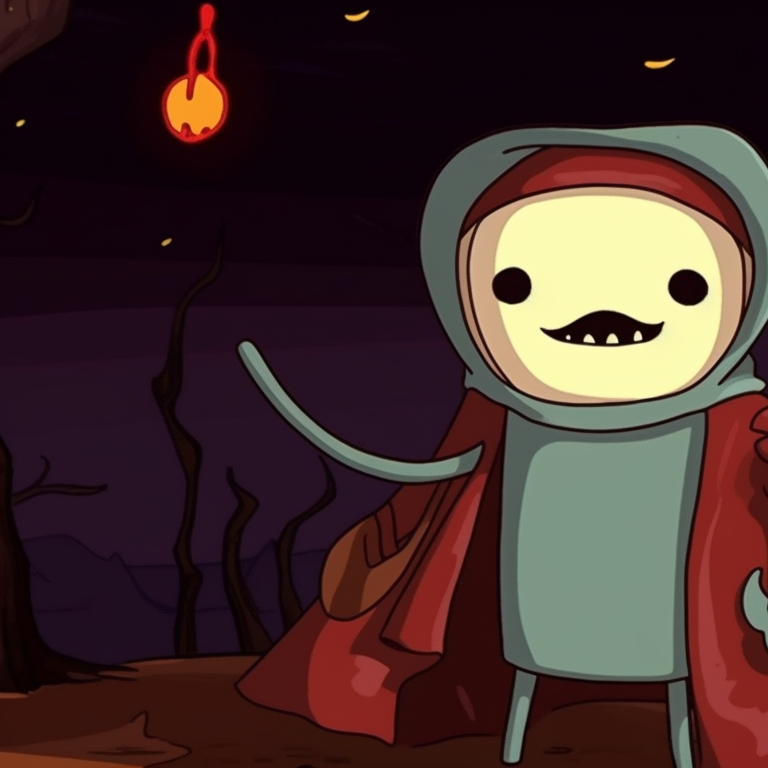 Finn and Marceline both baring fangs, rich blacks and blood red details. adventure time pfp in halloween atmosphere pfp for discord.