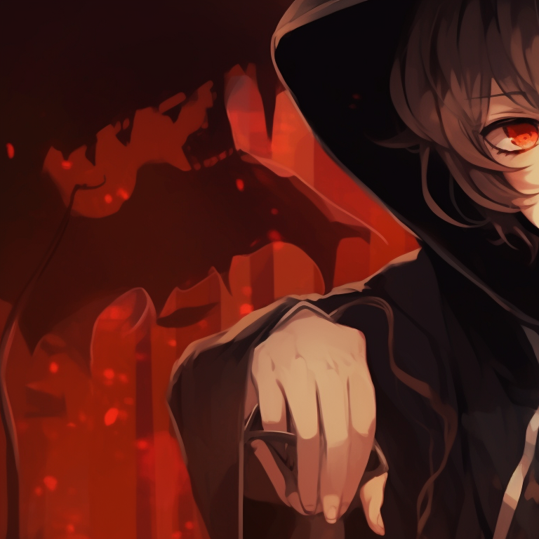 Chuuya and Dazai in haunting costumes, use of dark colors and bold lines. chuuya nakahara halloween pfp pfp for discord.