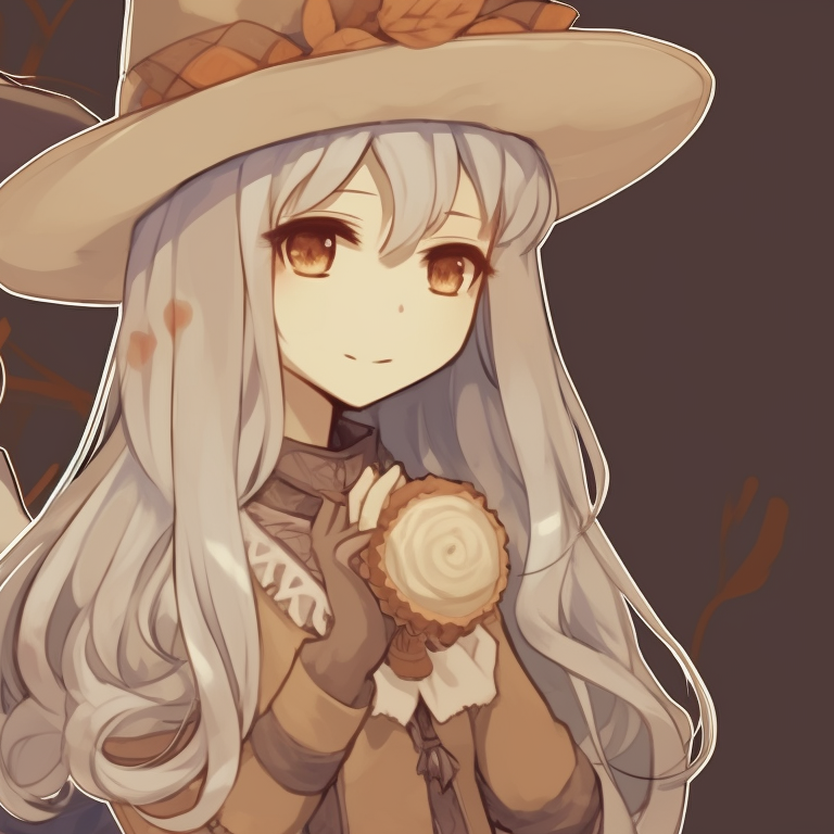 Two characters dressed as pilgrims, soft earth tones and intricate detailing. thanksgiving style halloween matching pfp for duo pfp for discord.