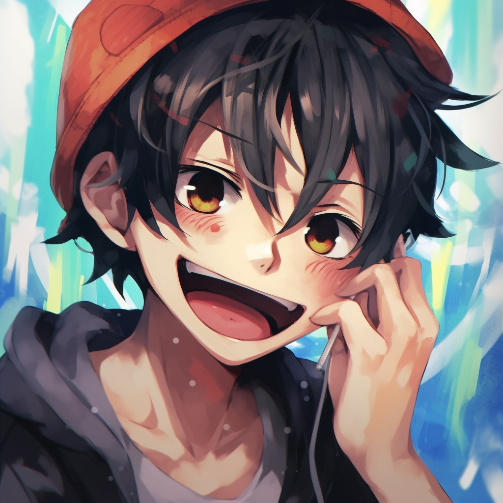 Classic grinning face of Luffy, vibrant colors and bold outlines. classic anime male pfp pfp for discord.