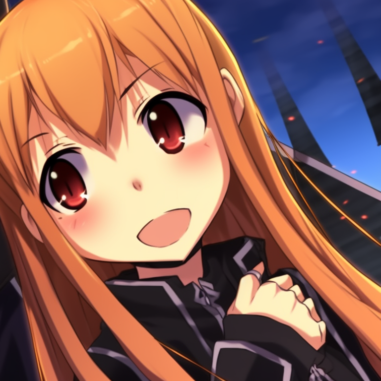 A depiction of the pair in the aftermath of a trick or treat adventure, darker tones hint at approaching twilight. sword art online characters kirito and asuna halloween matching pfp pfp for discord.