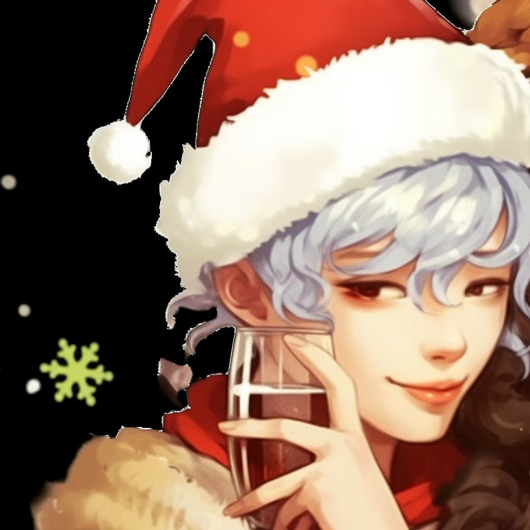 Two characters dressed as elves, bright and crisp colors, holding Christmas accessories. joyful matching christmas pfp felix pfp for discord.