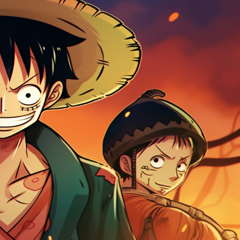Luffy and Zoro in ghostly outfits, high contrast and dynamic poses. luffy and zoro matching pfp halloween theme ideas pfp for discord.