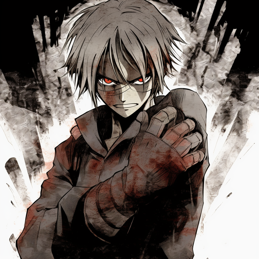 Darker close-up of Edward Elric's face, characterized by intense expression and detailed linework. trending anime pfp manga