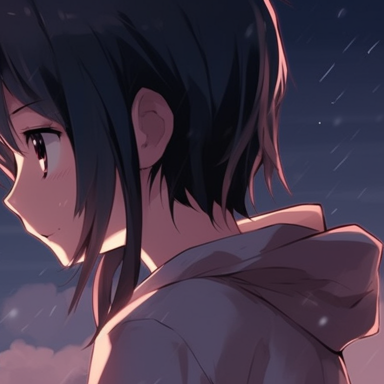 Two characters, reflecting each other's expressions, subdued shade palette amazing matching anime pfp pfp for discord.