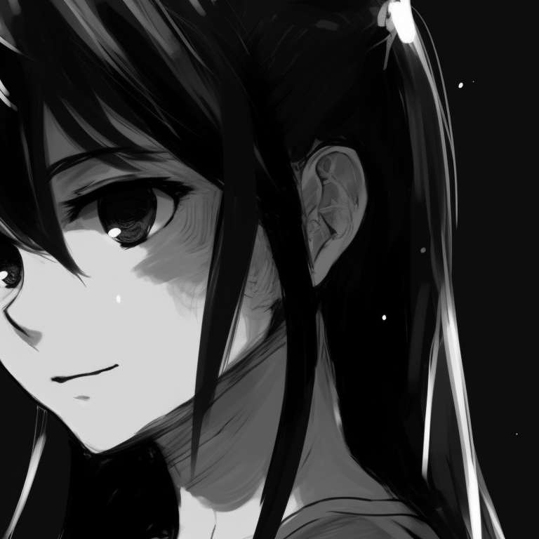 Two characters exchanging glances, the contrast of their expressions evident in the black and white clarity. black and white matching pfp aesthetic pfp for discord.