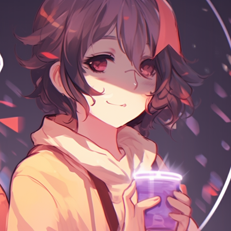 Two characters with vibrant expressions and kinetic lines, interlacing fingers. synchronized anime icons for 2 friends pfp for discord.