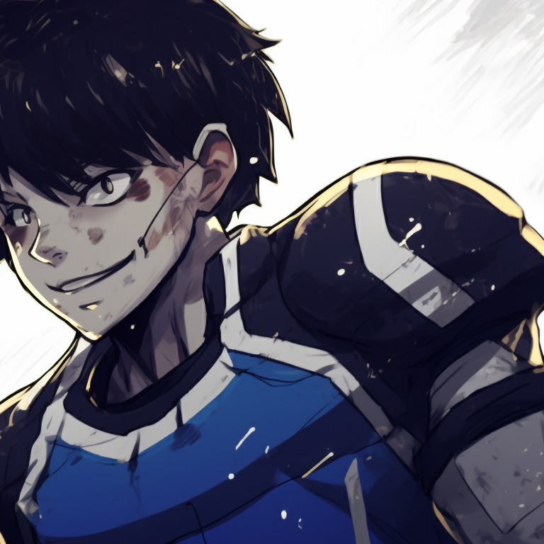 Two characters in football uniforms, hard shading and dramatic expressions. blue lock matching pfp - manga themes pfp for discord.