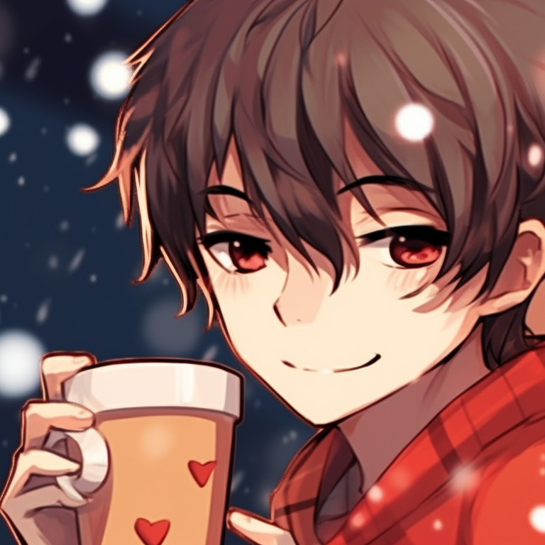 Two characters stringing Christmas ornaments on a tree, soft color palette and careful detailing on the tree. hipster matching preppy christmas pfp pfp for discord.