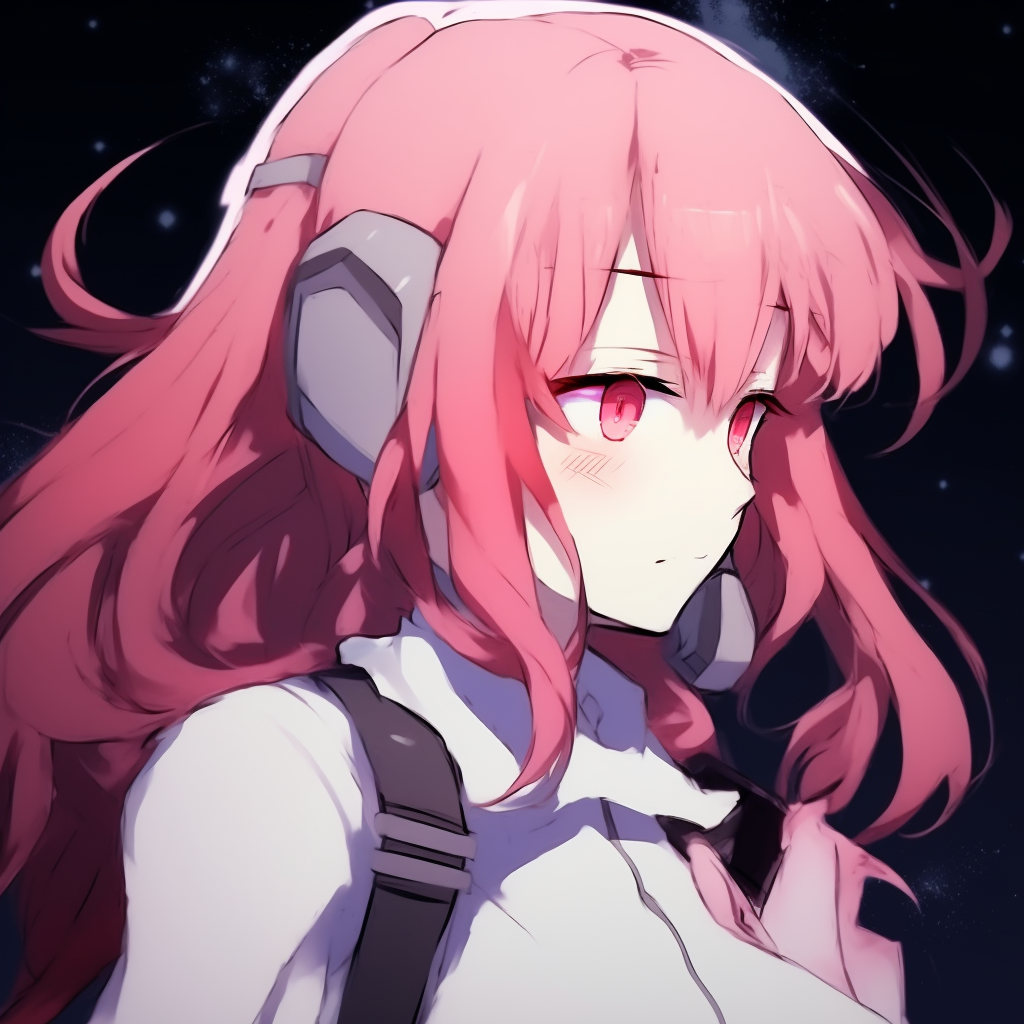 Zero Two with an intriguing glare, strong and well defined lines with brighter contrast. egirl pfp from latest anime pfp for discord.