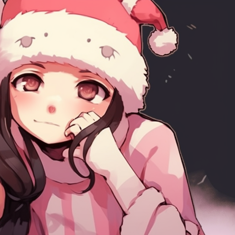 Zenitsu and Giyuu with festive accessories, lively expressions, and vivid colors. demon slayer christmas pfp ideas pfp for discord.