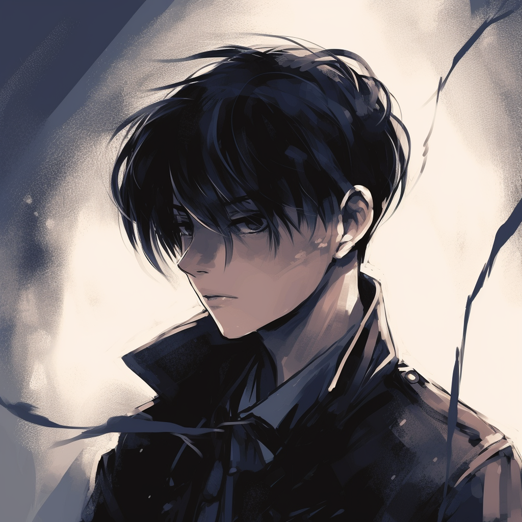Battle-ready Levi Ackerman, detailed uniform and intense expressions. anime male pfp art pfp for discord.