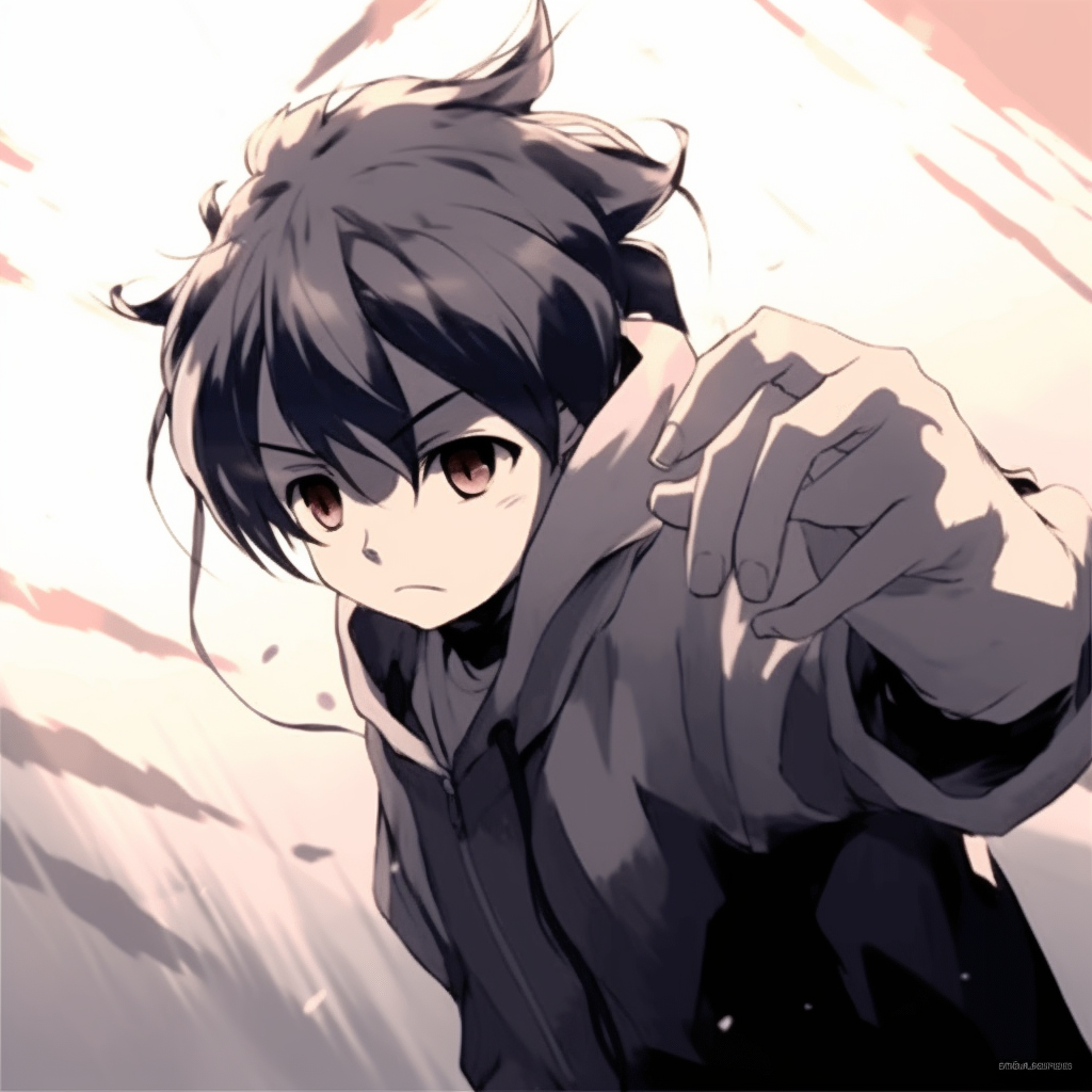 A close-up on the steely gaze of an anime protagonist, showcasing clarity and detailed linework. anime boy pfp gif collection