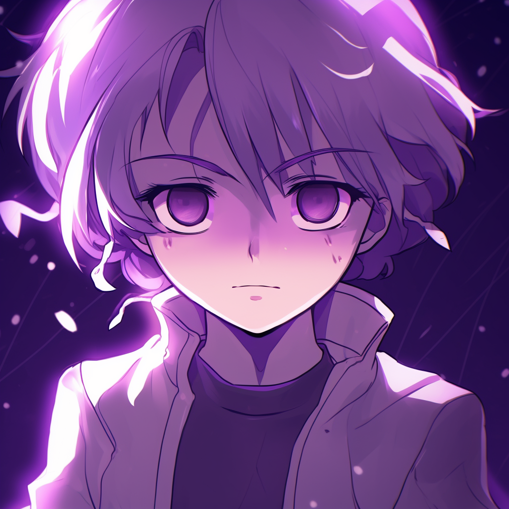 Puella Magi Madoka Magica's Madoka Kaname, determined face, intense linework, and beautiful purple accents. anime purple pfp highlights pfp for discord.