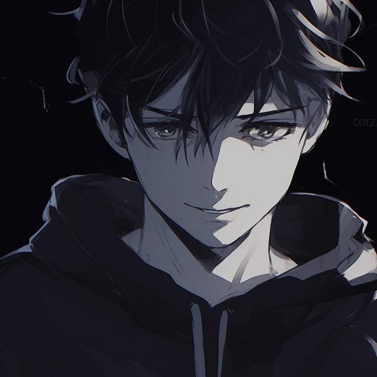 Two characters cast in shadow, surreal background, expressions of shared excitement. anime couples matching pfp with cool art styles pfp for discord.