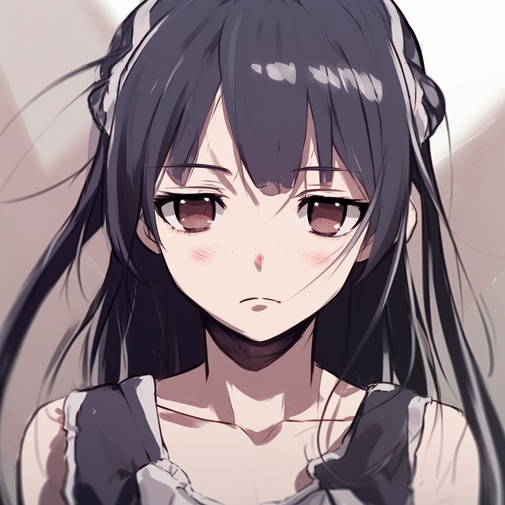 Anime character displaying a dubious smile, smooth linework and contrasting shades. anime in suspicion mood pfp