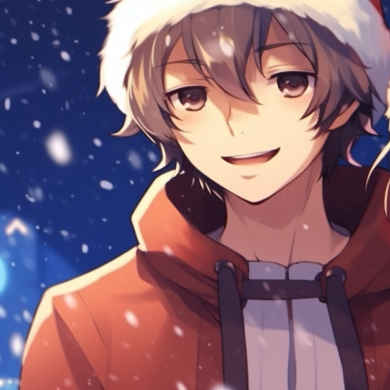 Two characters, richly colored, singing hymns from a shared songbook, snow gently falling around them. clever matching christmas cartoon pfp ideas pfp for discord.