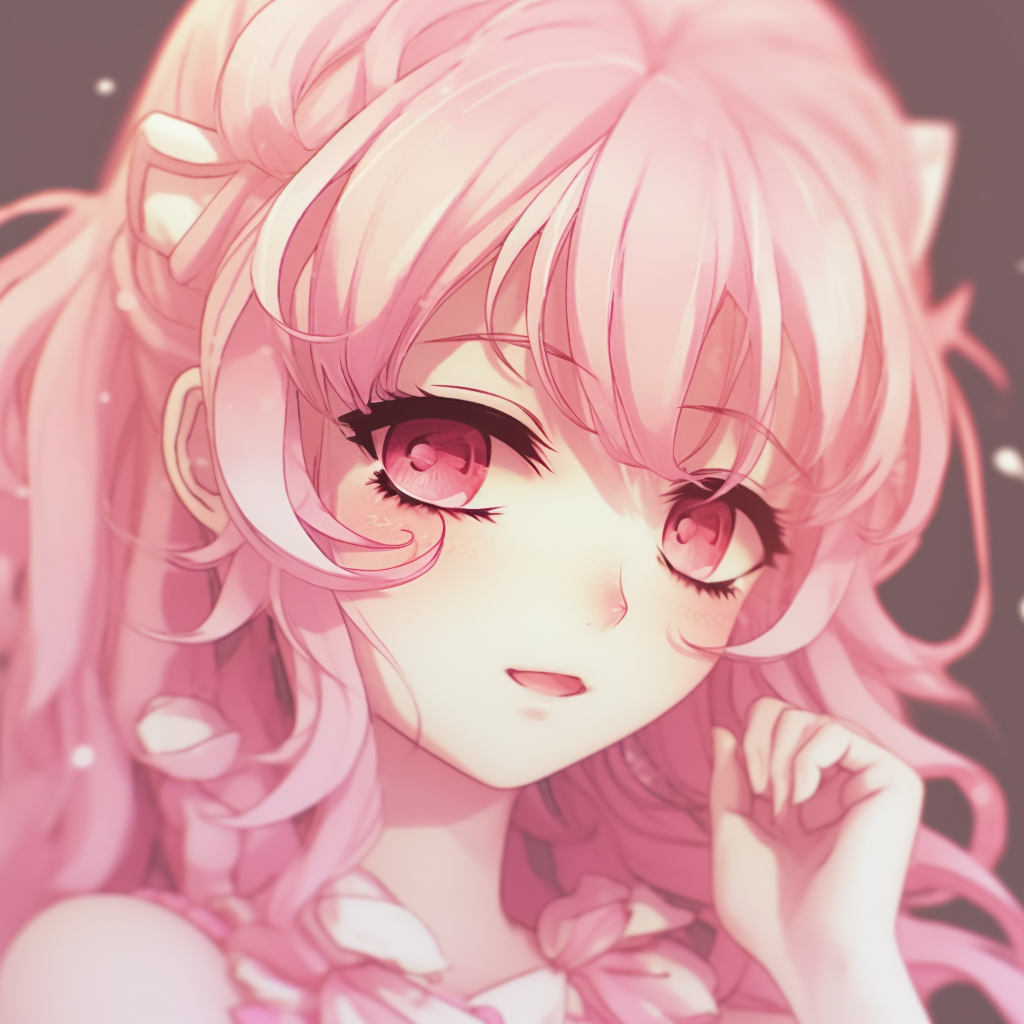 Sailor Moon posing amidst pink sparkles, detailed face and attire details. aesthetic pink anime pfps