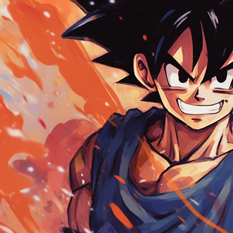 Two characters, Goku and Chichi, in their classic combat attire, action-filled imagery with vibrant colors. goku and chichi matching portraits pfp for discord.