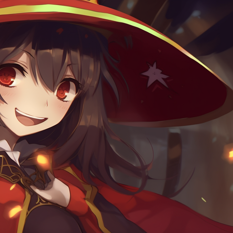 Megumin and another character under a snowfall, cool colors with a serene holiday atmosphere. megumin christmas pfp collection pfp for discord.