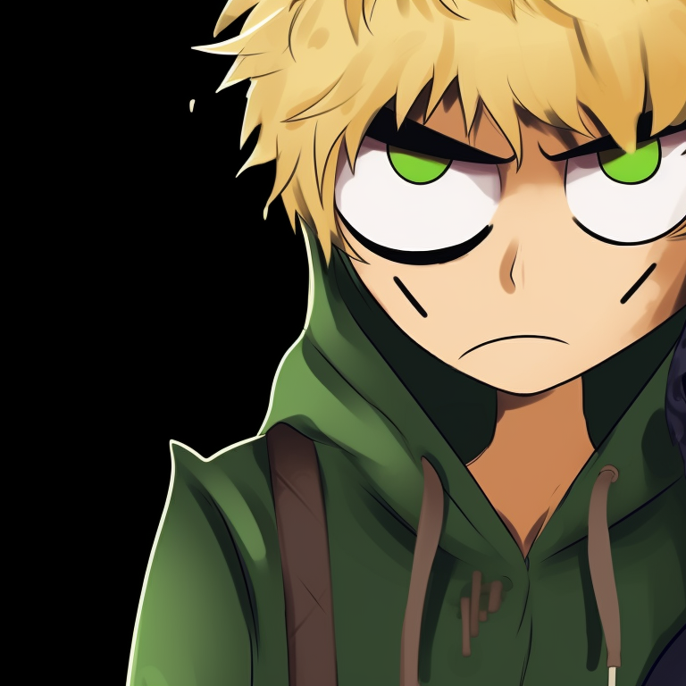 Tweek and Craig sharing a spooky moment, grayscale with pops of color. south park tweek and craig spooky theme pfp for discord.