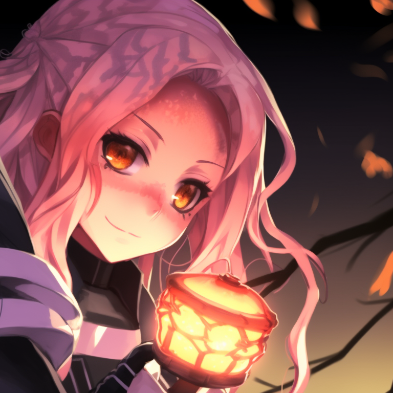 Close-up of Mitsuri and Obanai's faces, high contrast and compelling expressions. selection of mitsuri and obanai halloween match pfps pfp for discord.