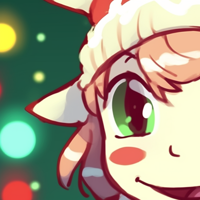 Asriel and Frisk donning Christmas sweaters, delicate embroidery details and warm festive colors. matching asriel christmas pfp designs pfp for discord.
