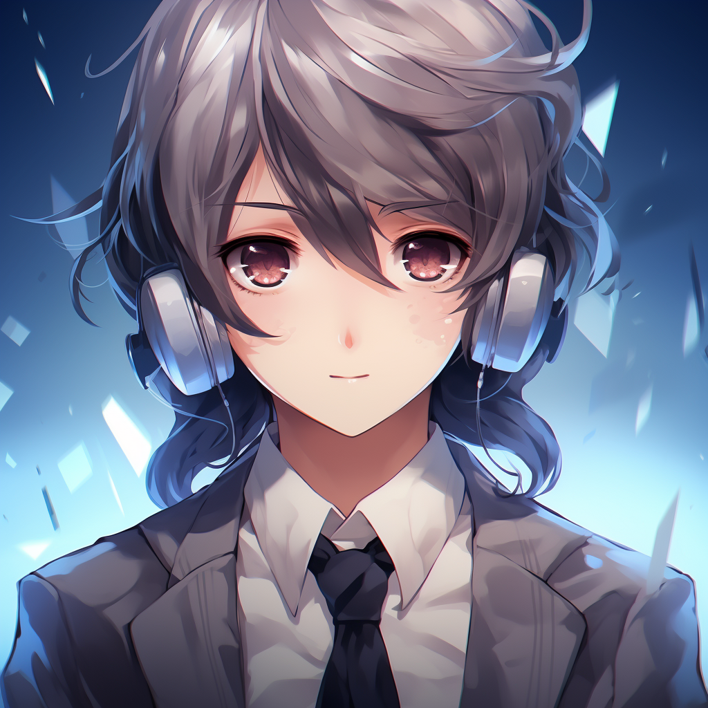 Anime boy with starry eyes, detailed eyes and soft color gradients anime cute pfp for boys