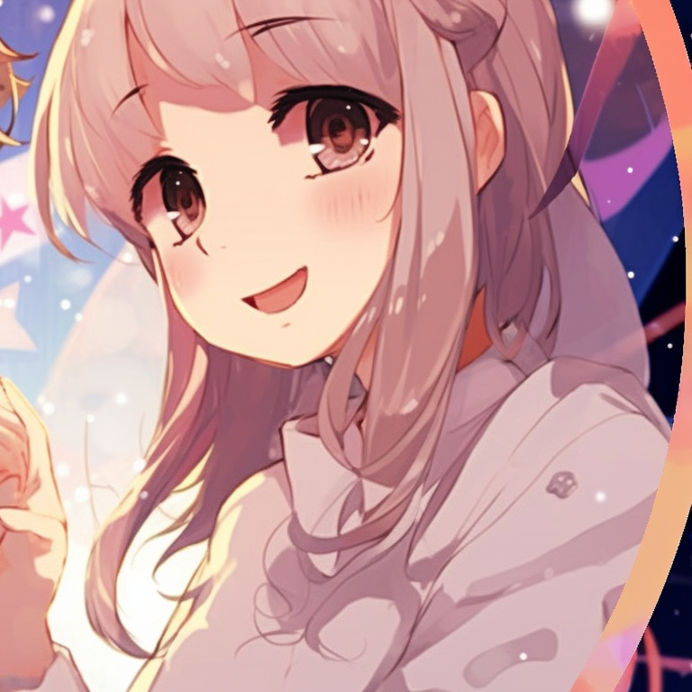 Two characters in warm outfits, cold blue and white tones, cheerfully sharing a scarf. matching pfp for besties cartoon style pfp for discord.